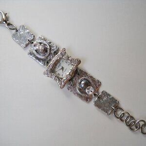 Silver Square Watch Crystal Gemstone Handcrafted Unique Wristwatch New Gift